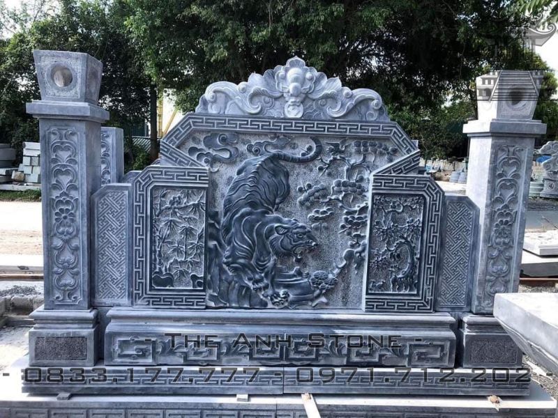Các mẫu bình phong cuốn thư đá đẹp - Giá cuốn thư đá đẹp chấn phong thủy 7 Cuon thu bang da Luong long chau nguyet