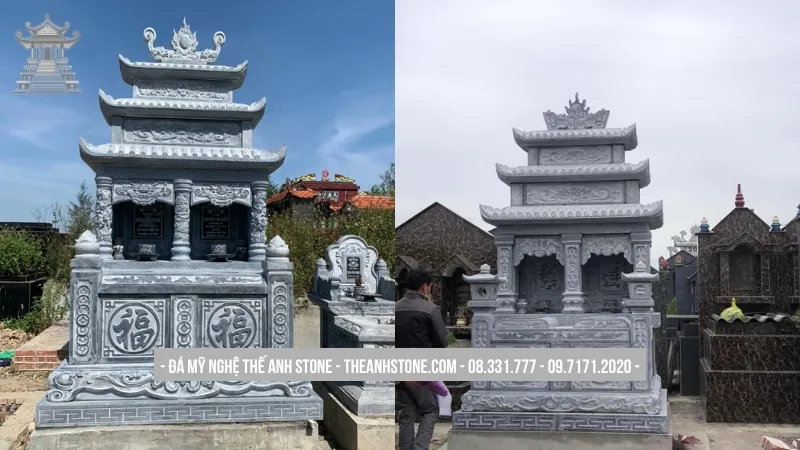 Báo giá mộ đá, lăng mộ đá nguyên khối rẻ, đẹp, cập nhật mới nhất 4 Giá lăng mộ đá đôi nguyên khối tăng gắn kết gia đình